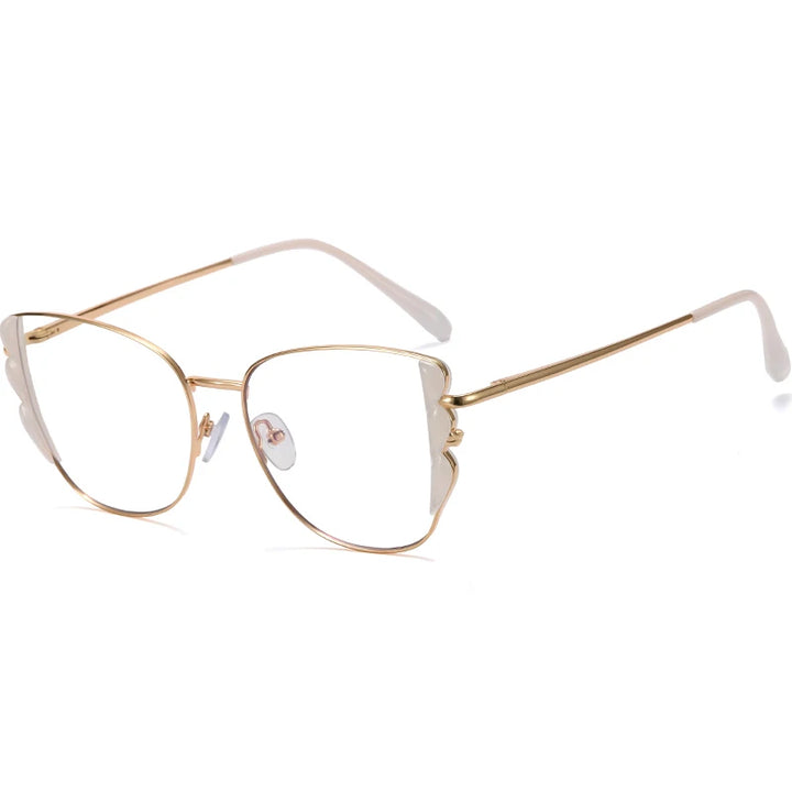 Hotony Women's Full Rim Square Cat Eye Alloy Acetate Eyeglasses 95933 Full Rim Hotony   