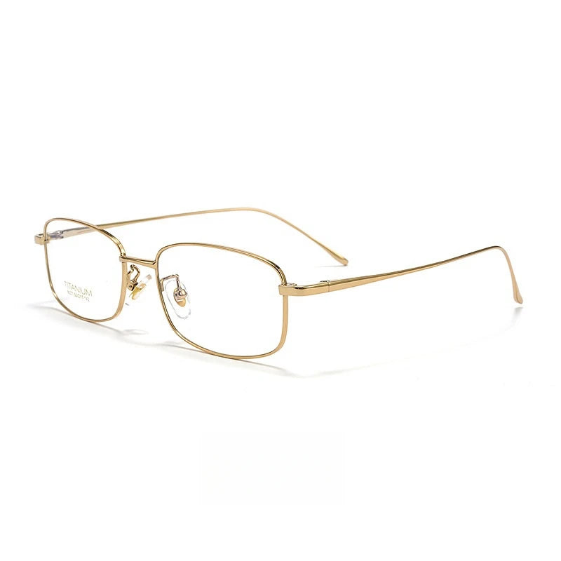 Yimaruili Men's Full Rim Square Titanium Eyeglasses Y8027 Full Rim Yimaruili Eyeglasses Gold  