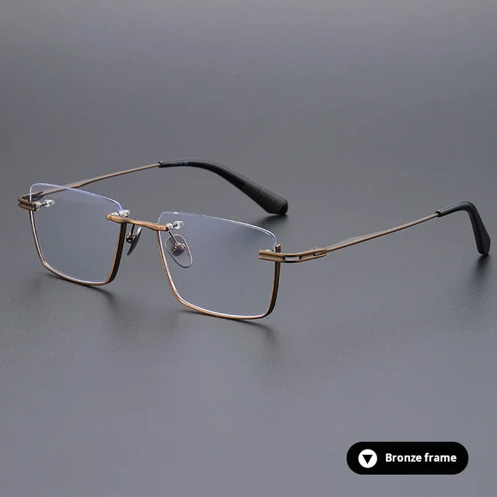 Momoja Unisex Semi Rim Big Polygon Square Titanium Eyeglasses 72416