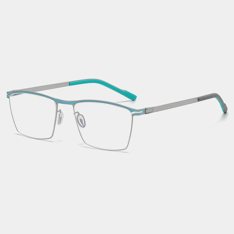 Gatenac Unisex Full Rim Square Titanium Eyeglasses Gxyj1147 Full Rim Gatenac Blue Silver  