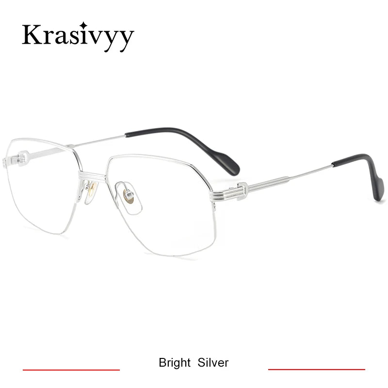 Krasivyy  Women's Semi Rim Oval Square Titanium Eyeglasses 320850
