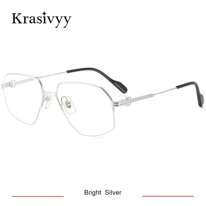 Krasivyy  Women's Semi Rim Oval Square Titanium Eyeglasses 320850