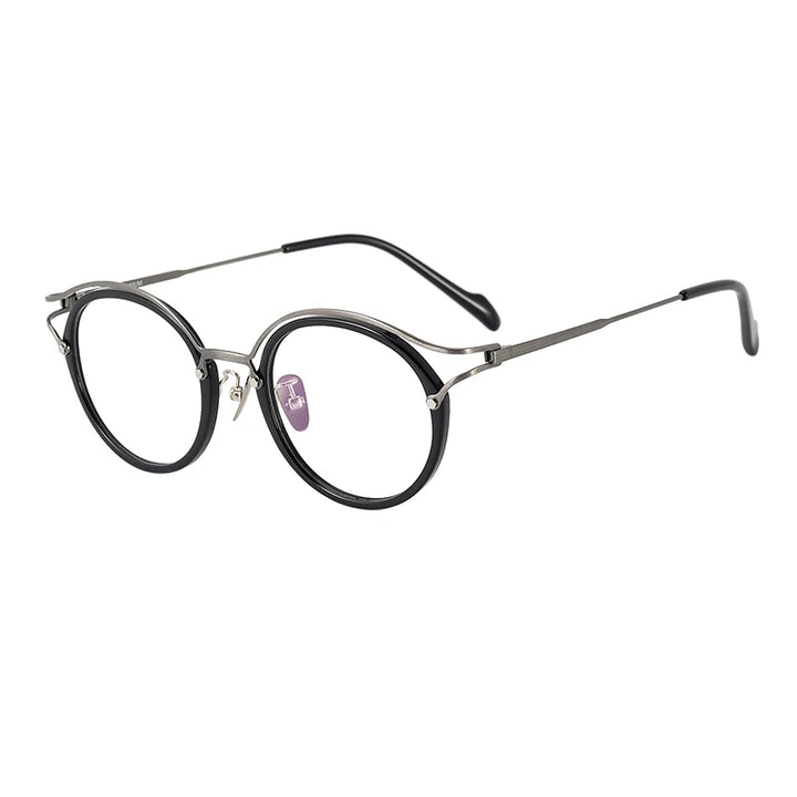 Nobler Unisex Full Rim Round Cat Eye Titanium Acetate Eyeglasses Y036 Full Rim Nobler   