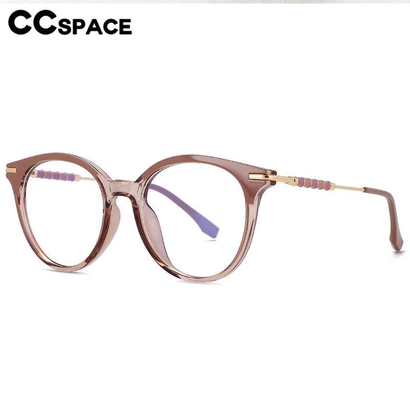 CCSpace Women's Full Rim Round Acetate Alloy Eyeglasses 56609 Full Rim CCspace   