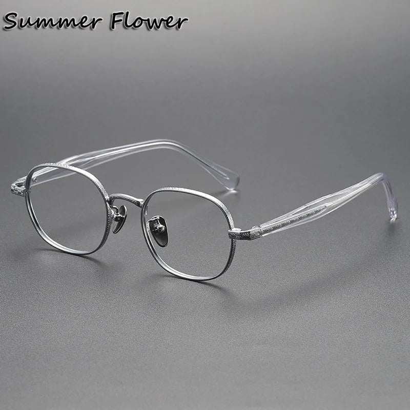 Summer Flower Women's Full Rim Square Oval Titanium Eyeglasses 641465