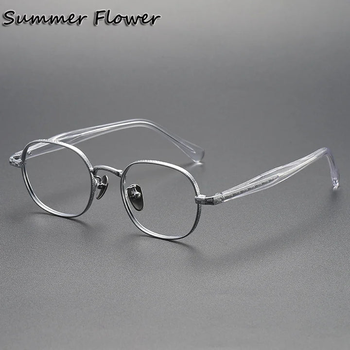 Summer Flower Women's Full Rim Square Oval Titanium Eyeglasses 641465