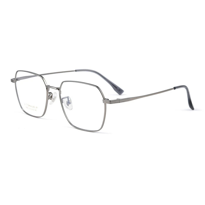 Gmei Unisex Full Rim Polygon Titanium Eyeglasses T840 Full Rim Gmei Optical Grey  