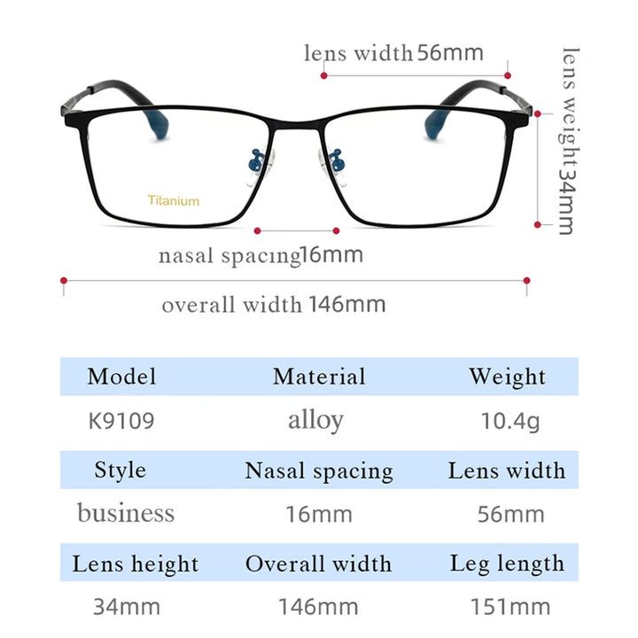 Hotochki Men's Semi Rim Square Titanium Alloy Eyeglasses 99109 Semi Rim Hotochki