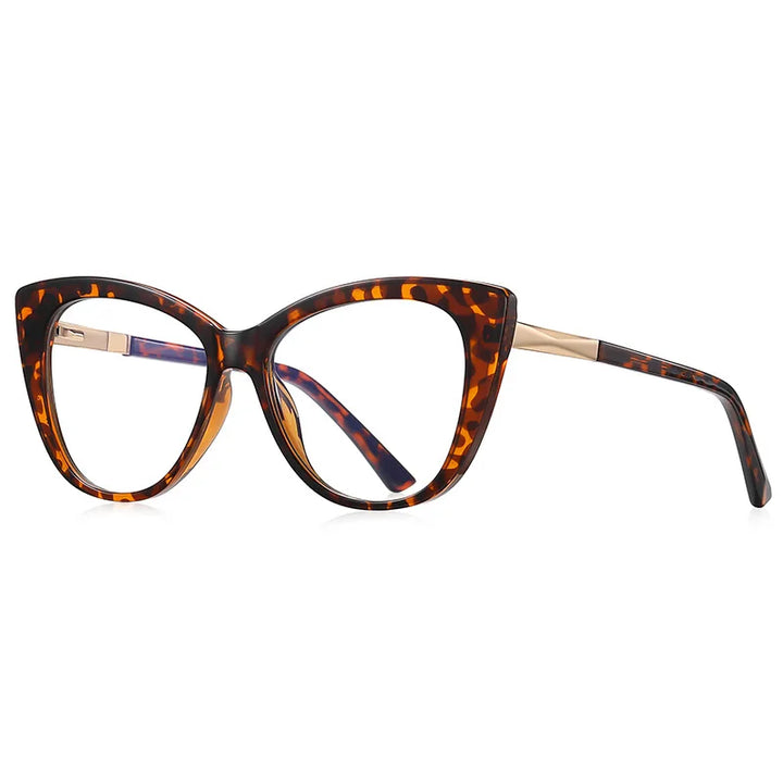 CCspace Women's Full Rim Cat Eye Tr 90 Titanium Reading Glasses 57569 Reading Glasses CCSpace +225 Leopard 