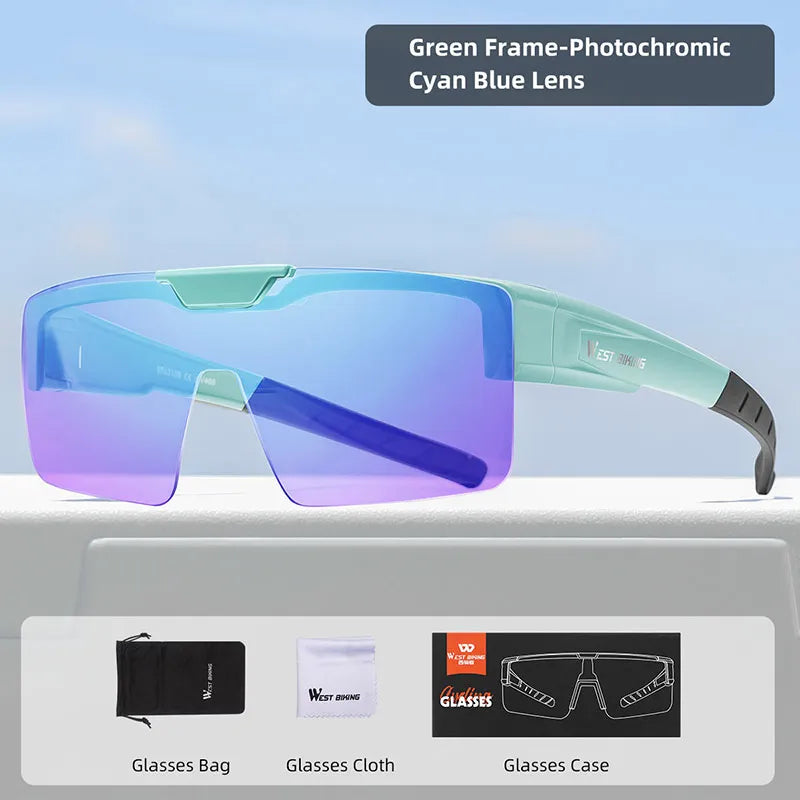 West Biking Unisex Semi Rim Square Flip Up Over Frame Polycarbonate Sunglasses 950703