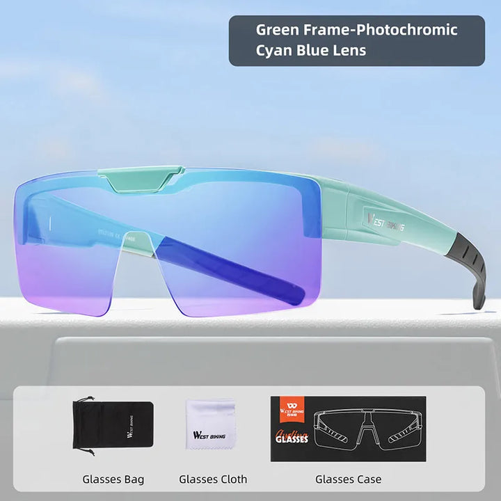 West Biking Unisex Semi Rim Square Flip Up Over Frame Polycarbonate Sunglasses 950703