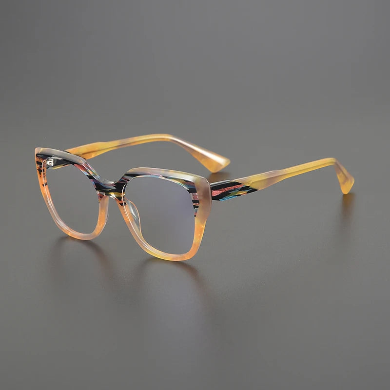 Hewei Unisex Full Rim Square Cat Eye Thick Acetate Eyeglasses 53142 Full Rim Hewei C1 CHINA