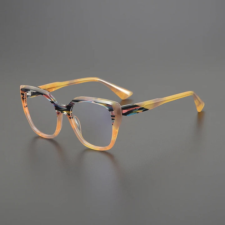 Hewei Unisex Full Rim Square Cat Eye Thick Acetate Eyeglasses 53142 Full Rim Hewei C1 CHINA