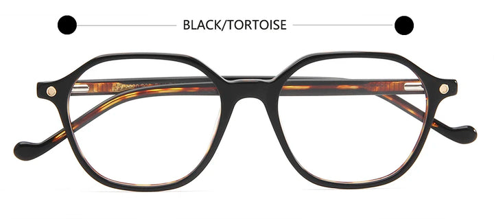 Esnbie Unisex Full Rim Square Polygon Acetate Eyeglasses 62023 Full Rim Esnbie Black tortoise  