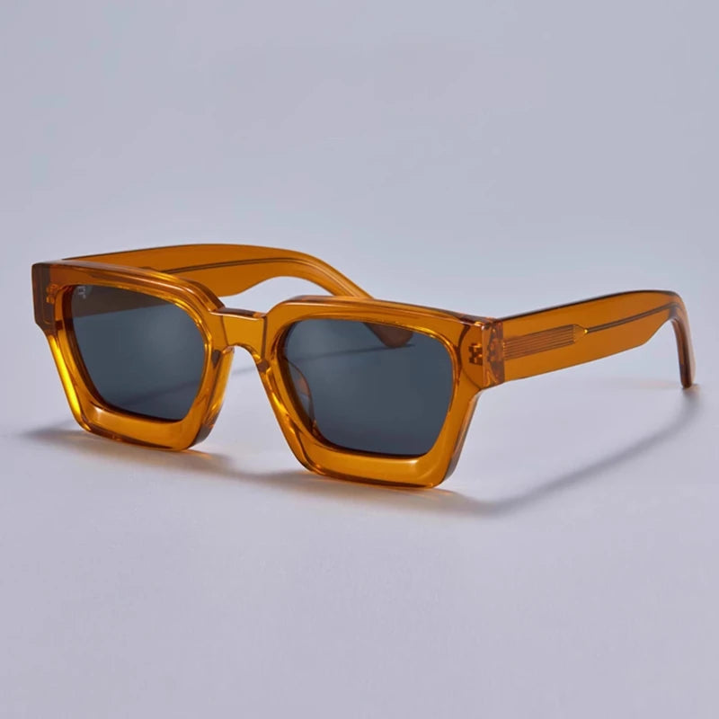 Black Mask Unisex Full Rim Square Thick Acetate Sunglasses 721439
