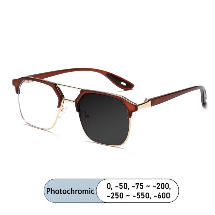 Kocolior Unisex Full Rim Square Tr 90 Alloy Double Bridge Photochromic Reading Glasses 968329