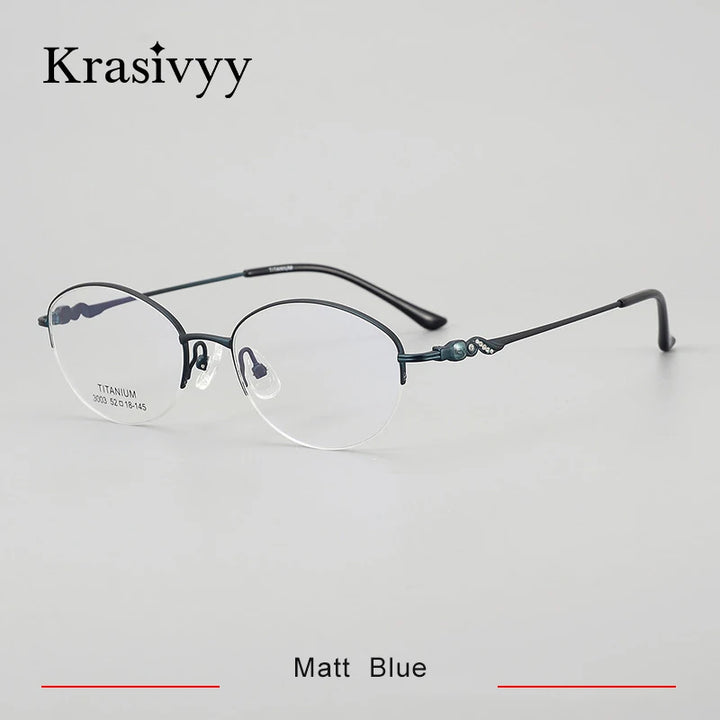 Krasivyy Women's Semi Rim Oval Square Titanium 33003