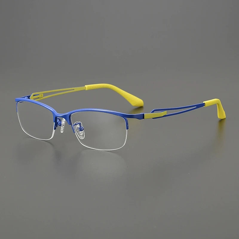 Gatenac Women's Semi Rim Square Brow Line Titanium Eyeglasses Gx185867