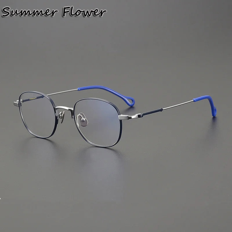 Summer Flower Unisex Full Rim Round Square Titanium Eyeglasses 20469