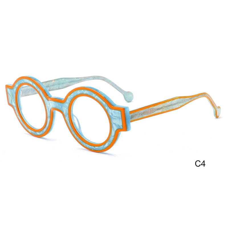 CCSpace Women's Full Rim Round Acetate Eyeglasses 56499 Full Rim CCspace C4Orange  