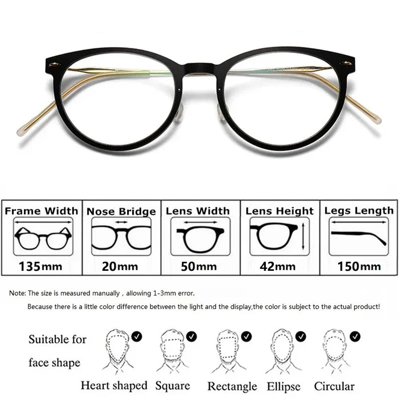 Bobbie Unisex Full Rim Round Titanium Eyeglasses 6517