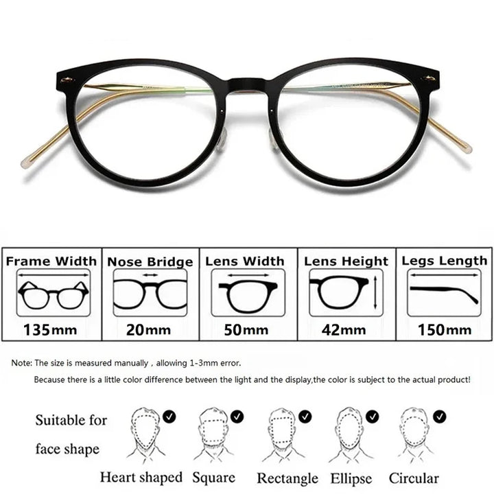 Bobbie Unisex Full Rim Round Titanium Eyeglasses 6517