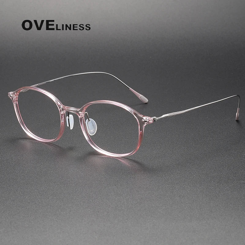 Oveliness Women's Full Rim Round Acetate Titanium Eyeglasses 328653