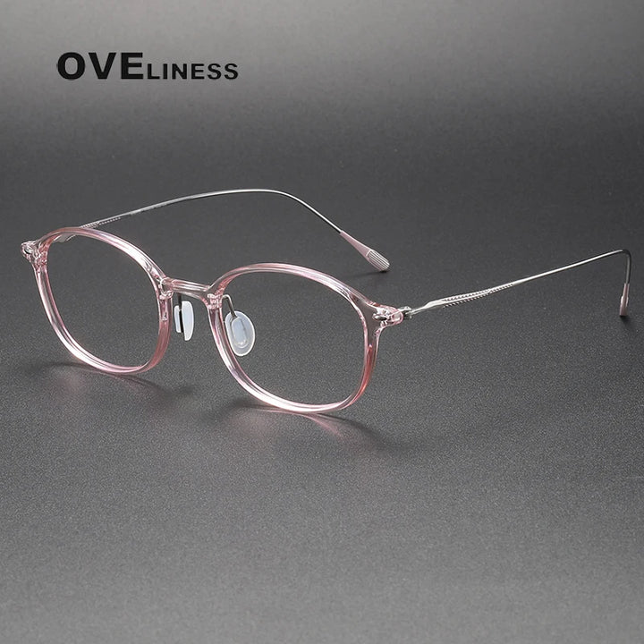Oveliness Women's Full Rim Round Acetate Titanium Eyeglasses 328653