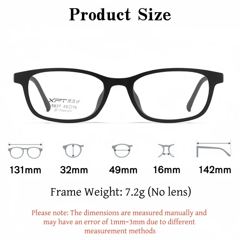 Yimaruili Unisex Full Rim Square TR-90 Titanium Eyeglasses 9837XP — view 2 | Yimaruili at FuzWeb