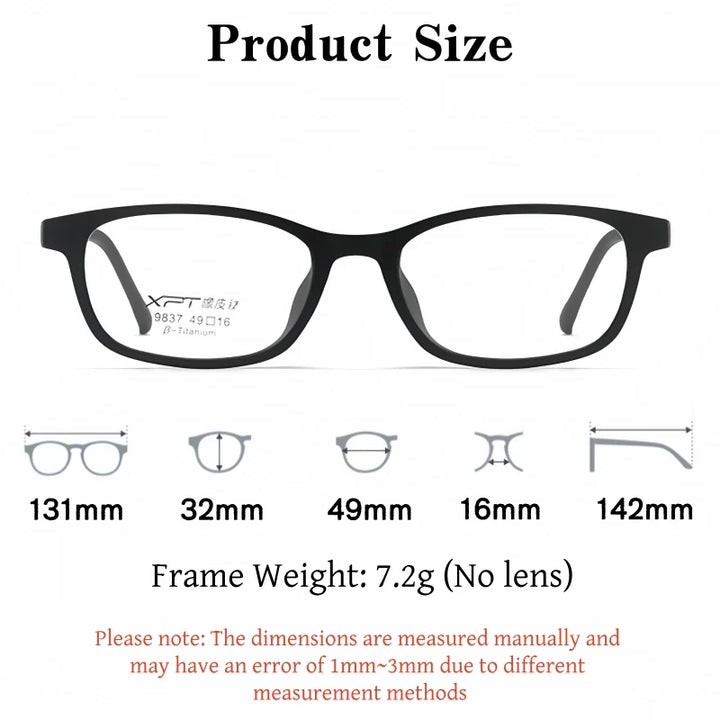 Yimaruili Unisex Full Rim Square TR-90 Titanium Eyeglasses 9837XP — view 2 | Yimaruili at FuzWeb