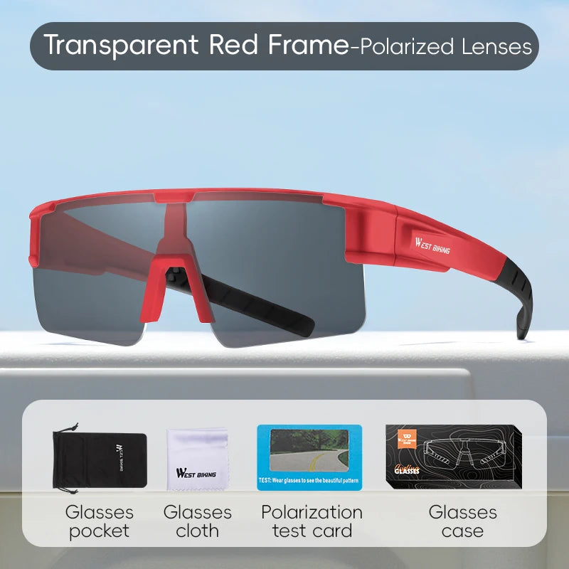 West Biking Unisex Semi Rim Square Polycarbonate Over Frame Polarized Sunglasses 9607931