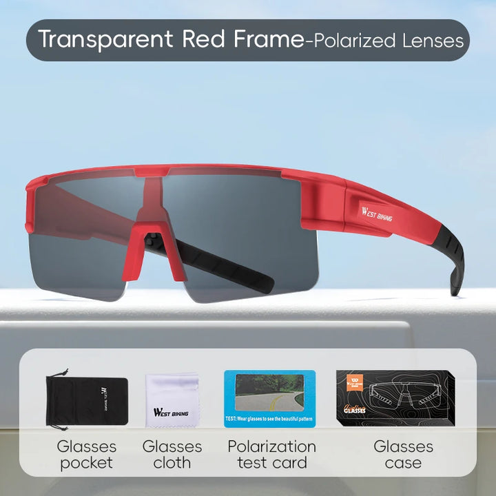 West Biking Unisex Semi Rim Square Polycarbonate Over Frame Polarized Sunglasses 9607931