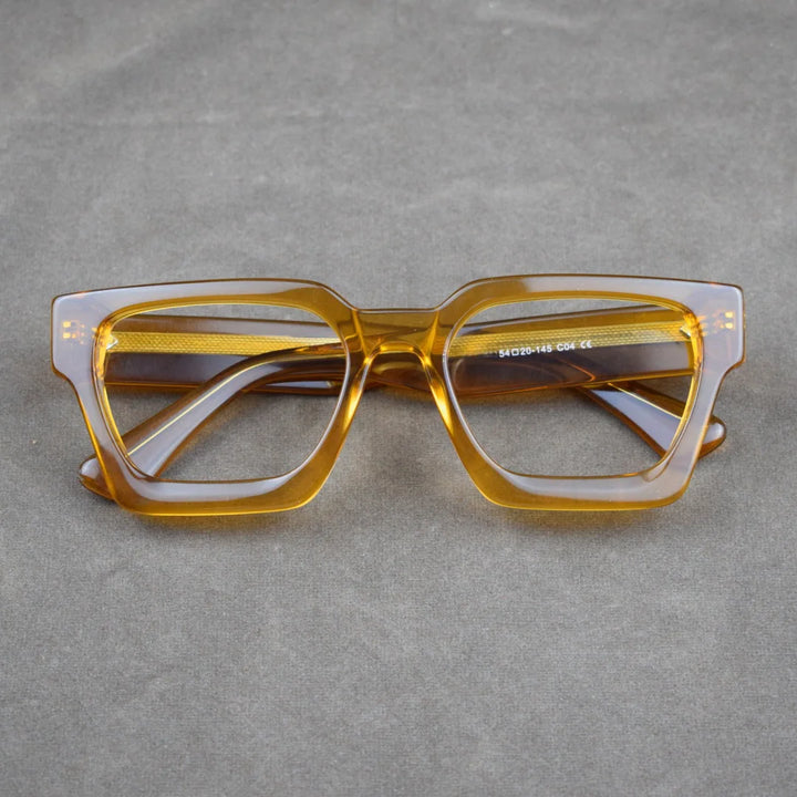 CCspace Women's Full Rim Big Brow Line Polygon Acetate Reading Glasses 802605