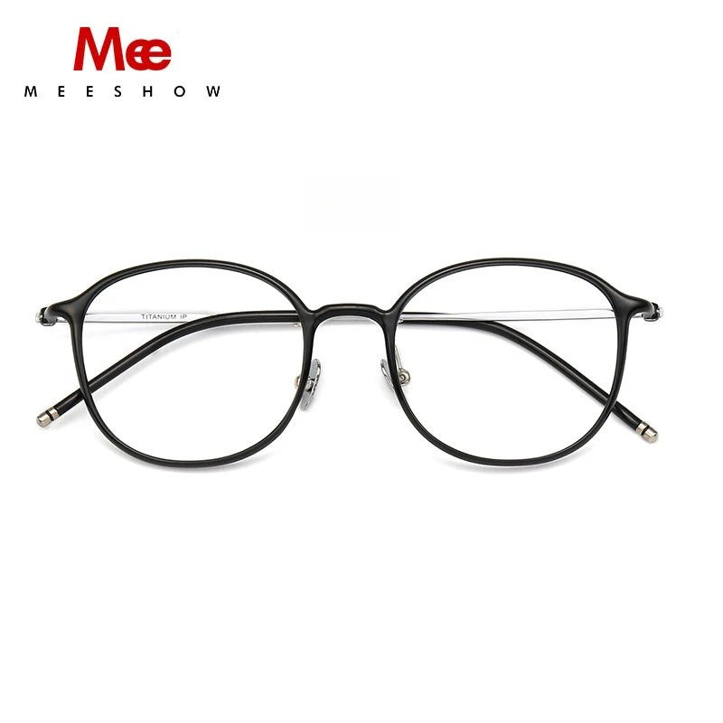 Meeshow Women's Full Rim Round Tr 90 Titanium Reading Glasses 91160