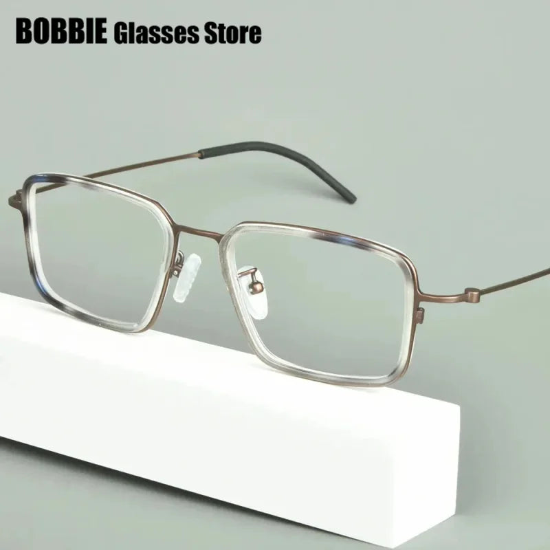 Bobbie Unisex Full Rim Big Square Titanium Acetate Eyeglasses 975013