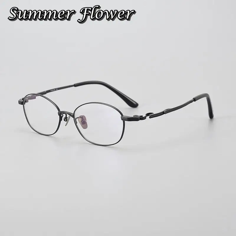 Summer Flower Unisex Full Rim Oval Round Titanium Eyeglasses 77049