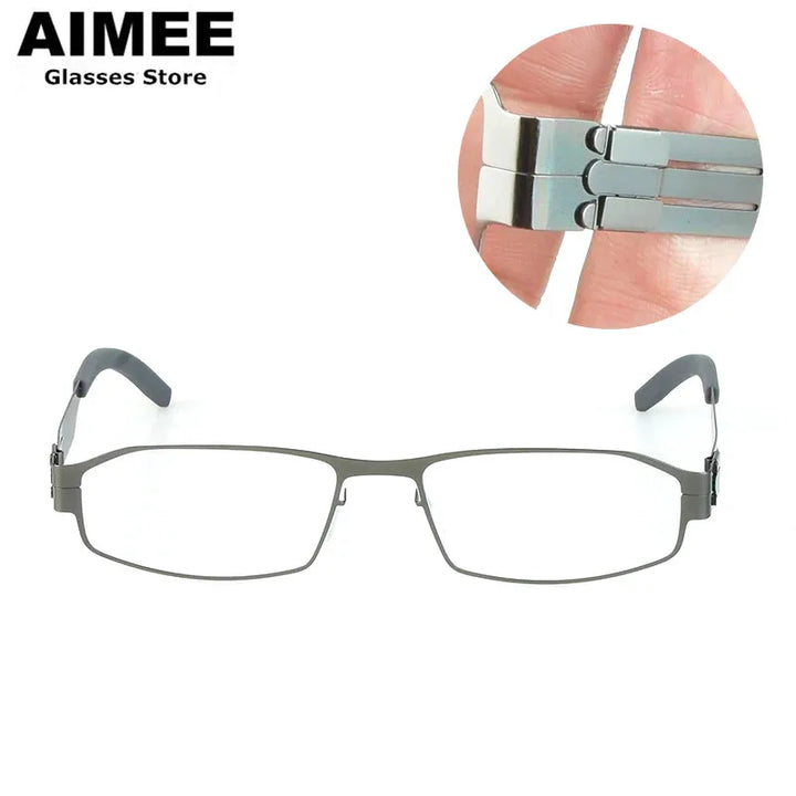 Aimee Unisex Full Rim Square Oval Screwless Steel Eyeglasses 1174