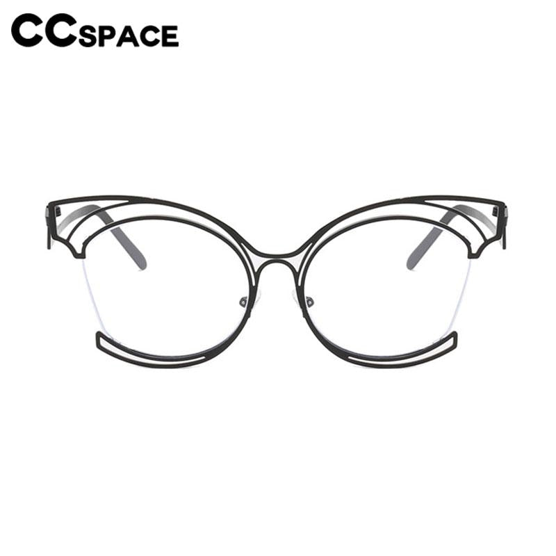 CCSpace Women's Semi Rim Cat Eye Stainless Steel Eyeglasses 56755 Semi Rim CCspace   