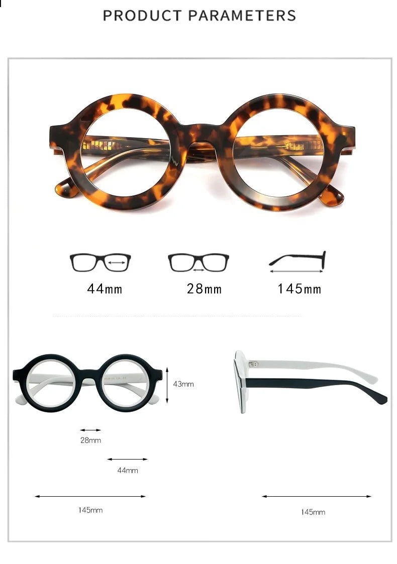Cubojue Unisex Full Rim Round Acetate Reading Glasses 350697 Reading Glasses Cubojue   