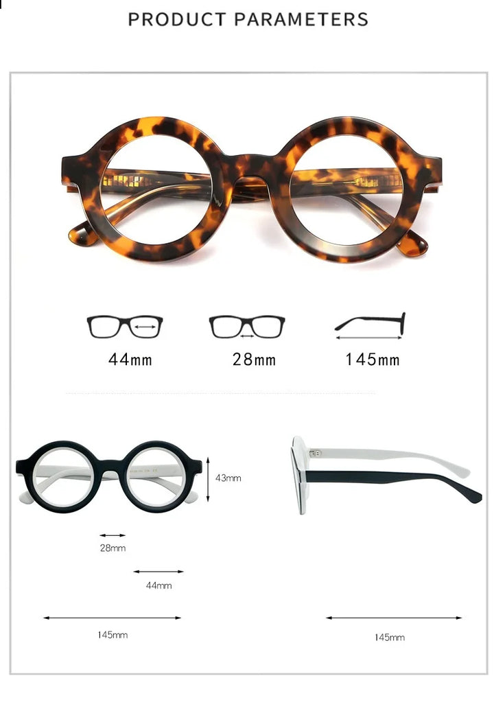 Cubojue Unisex Full Rim Round Acetate Eyeglasses C3350697 Full Rim Cubojue   