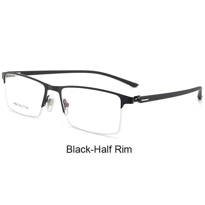 Hotony Men's Full Or Semi Rim Square Tr 90 Alloy Eyeglasses P9960 Full Rim Hotony BlackSemiRim  