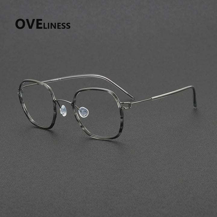 Oveliness Women's Full Rim Square Acetate Titanium Eyeglasses 381052