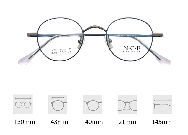 Zirosat Unisex Youth's Full Rim Round Titanium Eyeglasses 88303