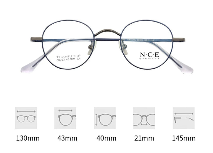 Zirosat Unisex Youth's Full Rim Round Titanium Eyeglasses 88303