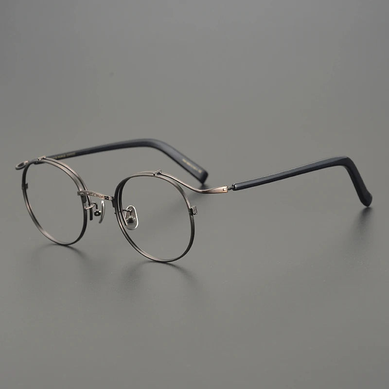 Aimee Unisex Full Rim Round Oval Titanium Acetate Eyeglasses 14050 Full Rim Aimee Bronze Black  