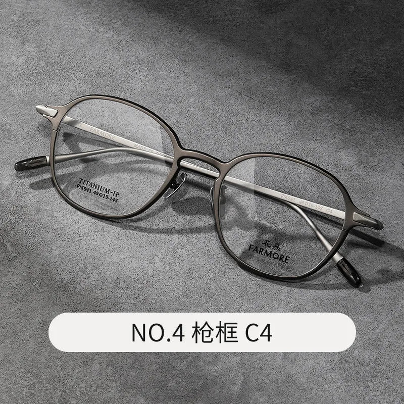 Reven Jate Unisex Full Rim Oval Round Titanium Eyeglasses 69041