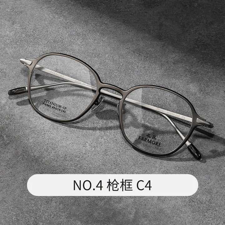 Reven Jate Unisex Full Rim Oval Round Titanium Eyeglasses 69041