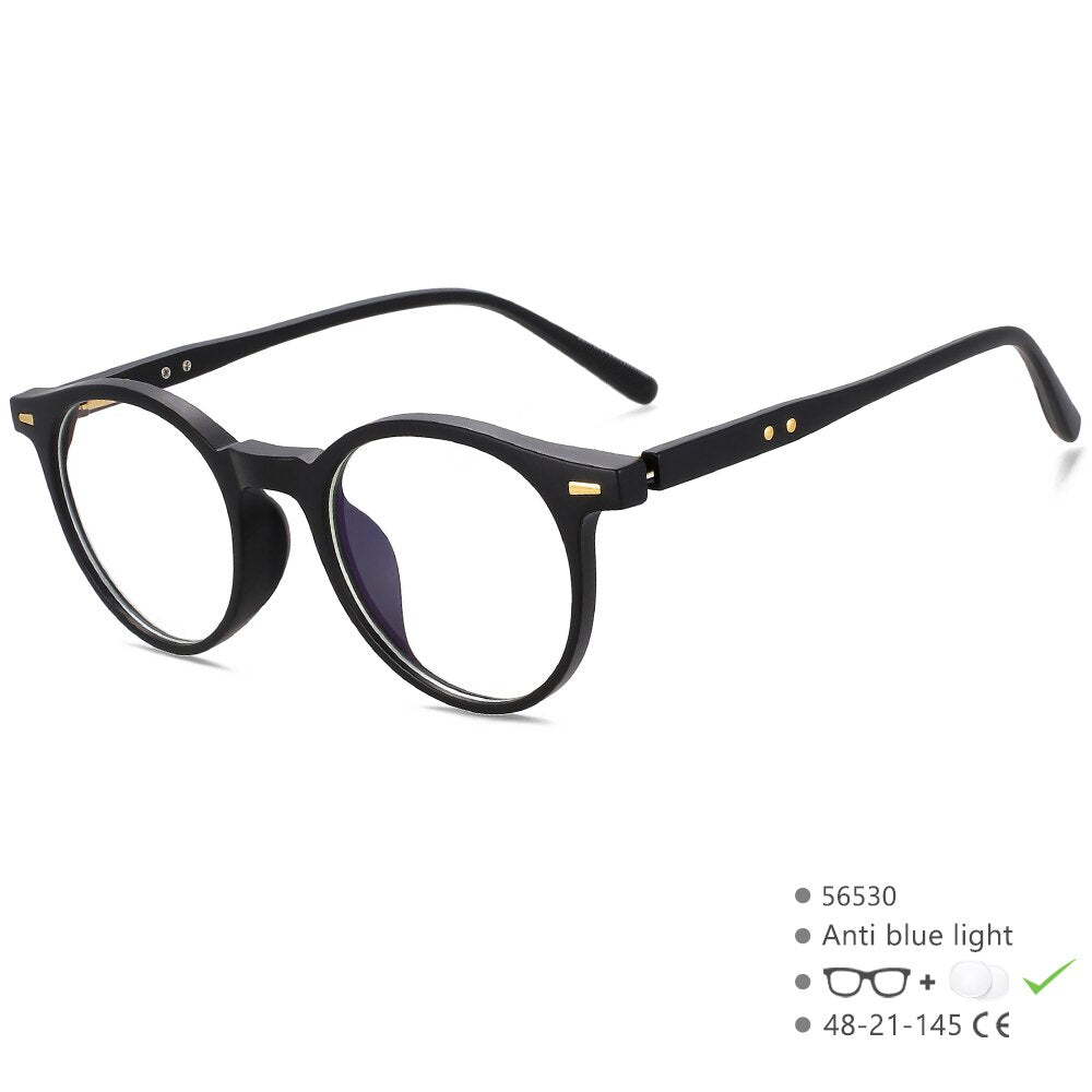 CCSpace Unisex Full Rim Round Acetate Eyeglasses 56530 Full Rim CCspace C2SandBlack  