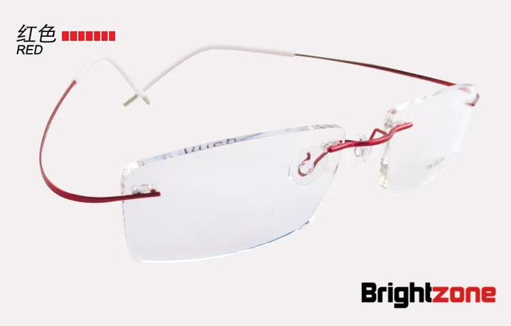 Brightzone Women's Rimless Square Screwless Titanium Eyeglasses 713530 Rimless Brightzone Red