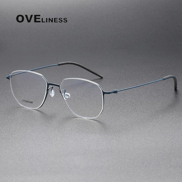 Oveliness Unisex Full Rim Square Screwless Titanium Eyeglasses 5505 Full Rim Oveliness blue  